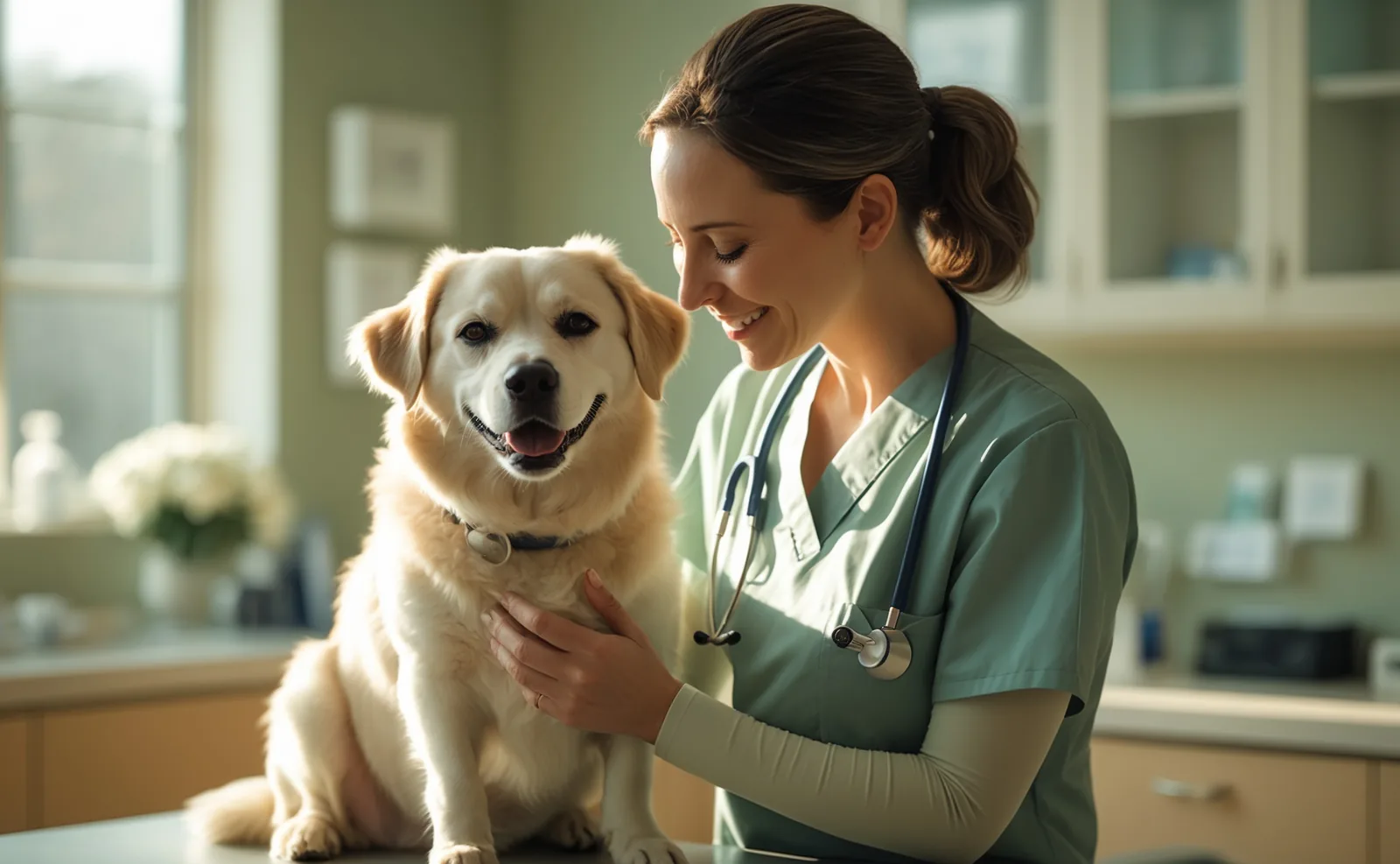 Veterinaria cuidando a un perro en French's